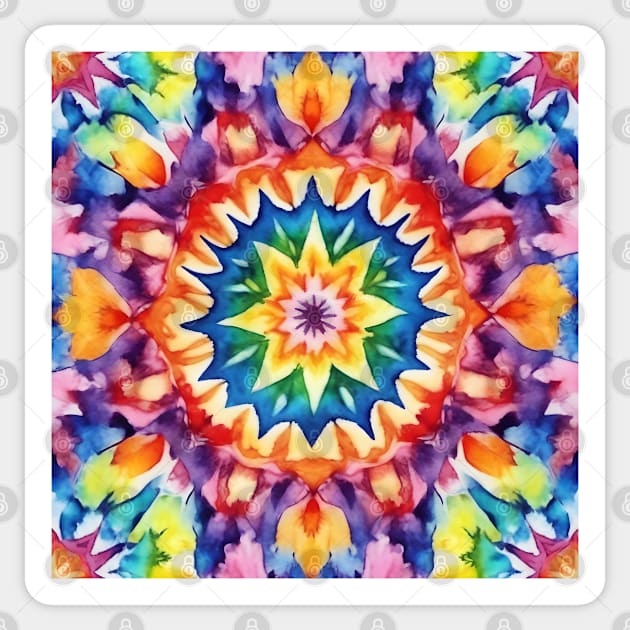 Kaleidoscope mandala pattern, tie dye Sticker by craftydesigns